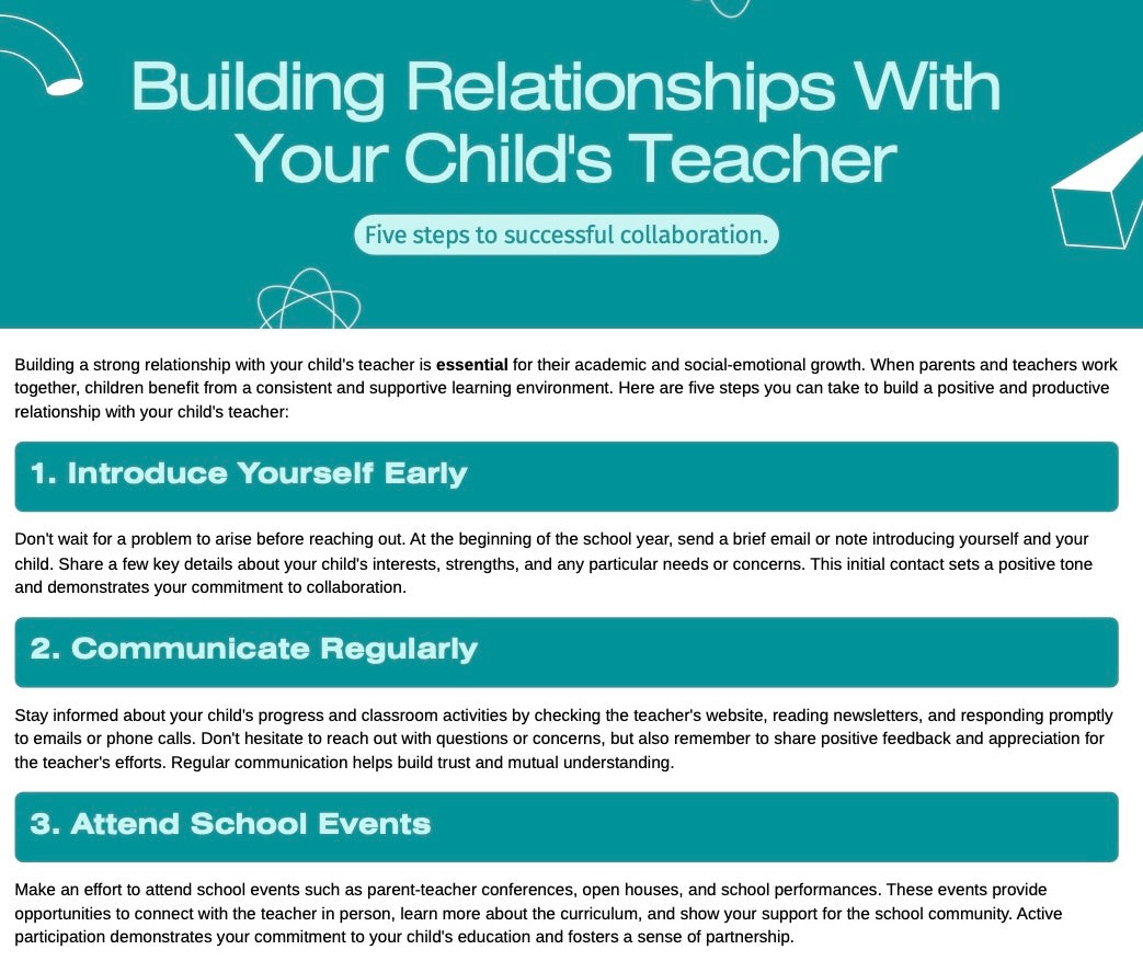 Building Relationships With Your Child's Teacher